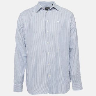Emporio Armani Blue Pinstripe Cotton Modern Fit Shirt