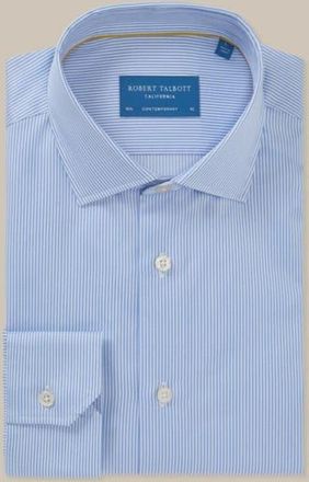 Robert Talbott Reynolds Mini Stripe Twill Classic Fit Shirt in Blue at Nordstrom, Size 17.536