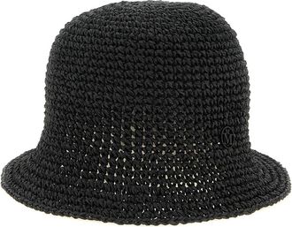 Maison Michel Pablo Crochet Straw Hat - Dames - Hoeden - Zwart - ONE Size - Accessoires
