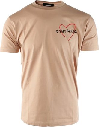 Dsquared2 Tops, Heren, Beige, S, Katoen, T-Shirts