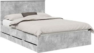 vidaXL Estructura De Cama Gris Concreto 135 X 190 Cm Madera Ingenieril Vidaxl