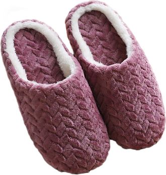 Generic Womens Memory Foam House Slippers Arch Support Moccasin Winter Shoes Ladies Warm Fuzzy Faux Fur Collar With Indoor Outdoor Rubber Sole Ladies Slippers