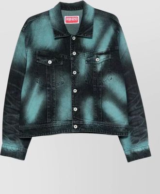 Kenzo blazer chest pockets distressed nylon silk
