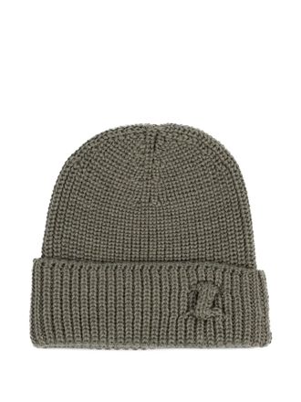 Hannes Roether ribbed logo beanie - Grijs
