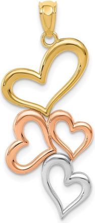 Diamond2Deal 14k Yellow Gold Rose White Rhodium Hearts Pendant