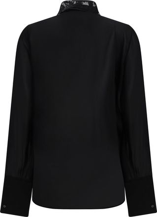 Fendi Womens Georgette Shirt Nero Silk
