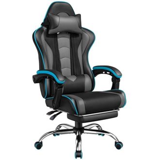 Yaheetech Silla De Oficina Silla Gaming Con Reposapies Silla Ergon&oacute;mica Con Ruedas Silla Ordenador Ajustable Silla Con Soporte Lumbar Capacidad Max 136 Kg Negro