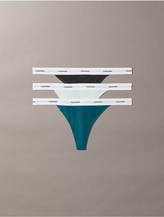 Calvin Klein Womens Cotton Stretch Rib 3-Pack String Thong - Multi - XL