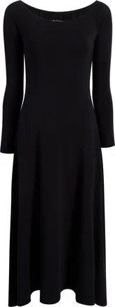 Another Tomorrow boat-neck long-sleeve midi dress - women - Elastane/Organic Cotton/TENCEL Lyocell (LENZING) - S - Black
