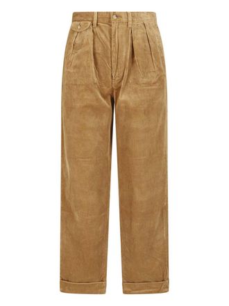 Polo Ralph Lauren Beige Whitman Pleated Front Corduroy Straight-Leg Pants