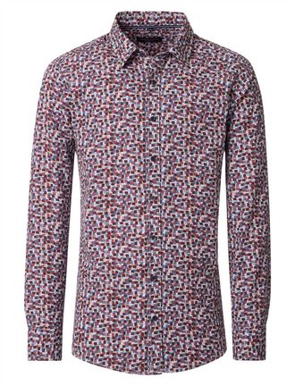 Casamoda rood geprint modieus Casa Moda casual fit overhemd