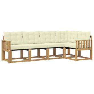 vidaXL Conjunto De Sof&aacute;s De Exterior Con Coj&iacute;n 5 Pcs Blanco Y Crema Vidaxl