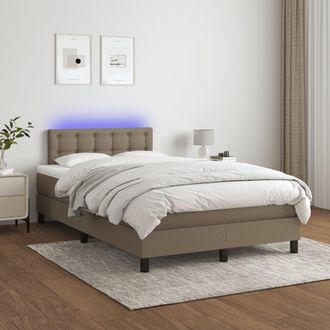 vidaXL Vidaxl - Cama Box Spring Con Colch&oacute;n Y Led Tela Gris Taupe 120x200 Cm