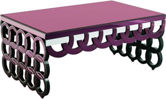 Premier Housewares Interiors by Premier Wooden Coffee Table, Mirrored Glass Top Wooden Coffee Table, Large Modern Coffee Table For Living Room