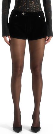 Mani&egrave;re De Voir Samia Velvet Patent Mini Shorts in Black at Nordstrom, Size 12