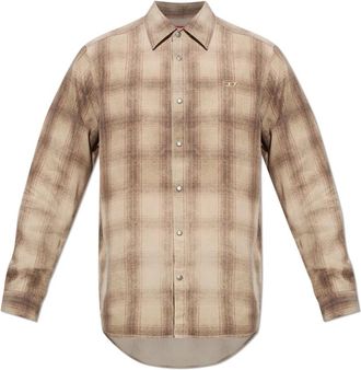Diesel S-Simply-Jmcm Shirt - Heren - Casual Overhemden - Bruin - 2XL - Overhemden