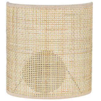 Beliani L&aacute;mpara De Pared De Rat&aacute;n Natural 22 Cm Mesa Luz Sala De Estar Dormitorio Cario