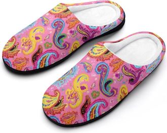 Generic Paisley Print Mens Slippers Comfortable And Non-slip Cotton Slipper Shoe for House
