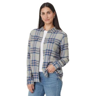 Toad & Co Toad & Co Re-Form Flannel Shirt Womens Basalt Lg Scale Button-Up GBO1737