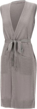KANGRA Lurex Lange Vest - Dames - Vesten - Grijs - XS - Truien & Vesten