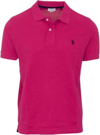 U.S.Polo Association Paarse Katoenen Polo Shirt - Heren - Polos - Rood - 2XL - Katoen - Tops