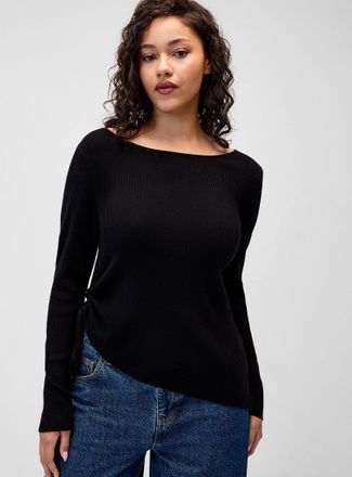 Twik Womens Asymmetrical hem ruched sweater