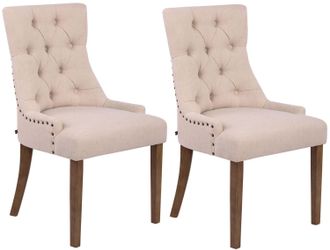 Clp Set 2 Poltrone Pranzo Aberdeen In Tessuto Antico Chiaro Crema