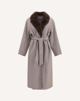 P.A.R.O.S.H. P. A.R. O.S. H. Wool Coat with fur collar and belt Female M