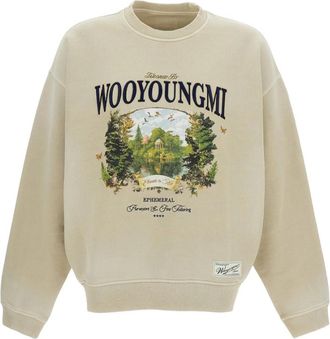 Wooyoungmi Garden Graphic Sweatshirt - Heren - Sweatshirts - Beige - S - Katoen - Hoodies & sweatvesten
