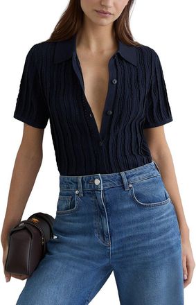 Reiss Audrey Stitch Detail Short Sleeve Knitted Shirt