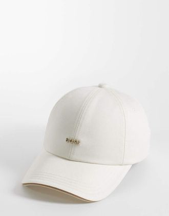 HUGO BOSS BOSS Red - Cappellino &eacute;cru con logo color oro-Bianco