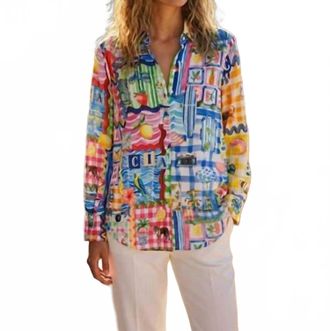 Vilagallo Malfalda Button-Front Blouse In Multicolor