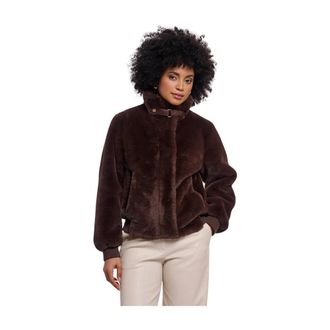 Rino&Pelle Ambra Korte Nepbont Jas - Dames - Jassen - Bruin - Maat: 3XL Leer