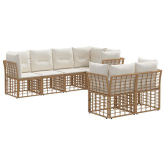 vidaXL Conjunto De Sof&aacute;s De Exterior 7 Uds. Natural Poli&eacute;ster Vidaxl