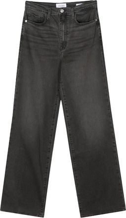 Frame Denim whiskering-effect washed straight-leg jeans - women - Recycled Cotton/Cotton/Elastane - 30 - Black