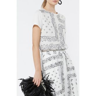 Max Mara Embroidered Mixed Media Top in White at Nordstrom, Size X-Small