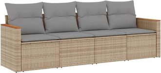 vidaXL Juego De Sof&aacute;s Jard&iacute;n Con Cojines Beige Mezcla 4 Pzas Rat&aacute;n Pe Vidaxl