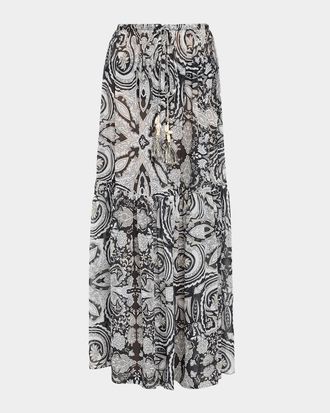Ramy Brook Annalisa Paisley Drawstring Maxi Skirt