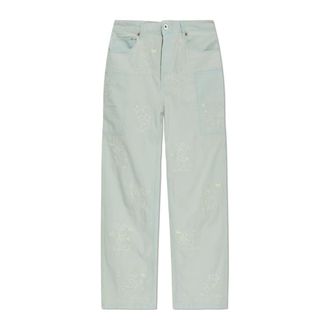 Kenzo Wide Trousers, male, Blue, Size: W29 Trousers with decorative embroidery