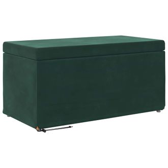 vidaXL Pouf Verde Scuro 81 X 41 X 40 Cm Velluto E Legno Ingegnerizzato Vidaxl