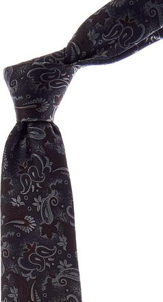 Canali Grey Paisley Silk Tie