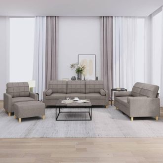 vidaXL Juego De Sof&aacute;s Con Cojines 4 Piezas Tela Gris Taupe Vidaxl