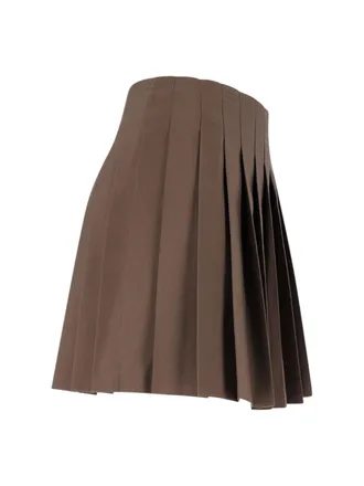 Maison Margiela Pleated Wool-Blend Skirt - Brown