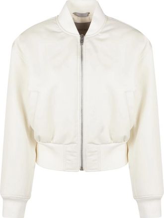 Balenciaga Jassen, Dames, Wit, S, Katoen, Cropped Bomber Jacket