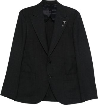 Lardini checked button jacket - Blue