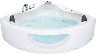 Beliani Ba&ntilde;era De Hidromasaje Esquinera De Acr&iacute;lico Negro Led 138 Cm Moderno Jets De Masaje Tocoa