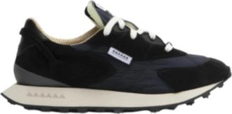 RUN OF Sportieve/Chique Zwarte Sneakers - Heren - Sneakers - Zwart - 45 EU - Leer - Schoenen
