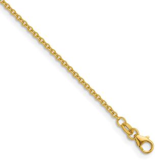 Diamond2Deal 18k Yellow Gold Polished 2.0mm Solid Cable Chain Necklace