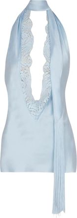 Balmain Top in seta con scollo allamericana - Blu