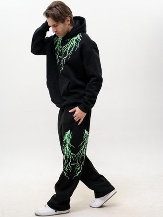 OEM Completo Felpa Con Cappuccio E Pantaloni Nero/fluo Point X Storm Xxl